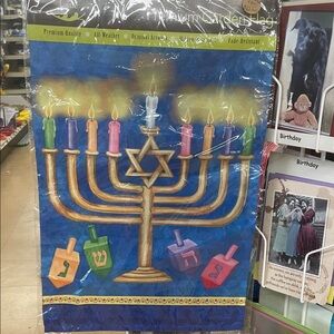 Gold and Blue Menorah Holiday Decor